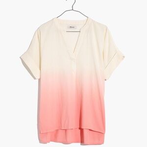 Madewell Lakeline PINK Dip Dye Popover Shirt Size M